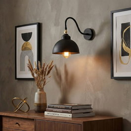 Opviq Lámpara de pared industrial en negro